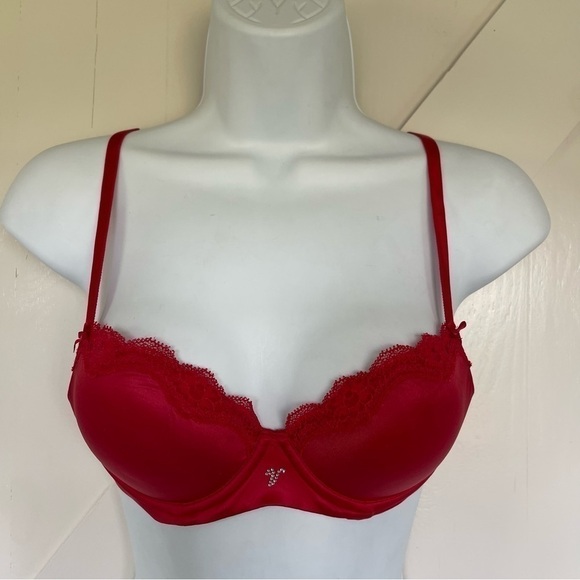VICTORIA'S Secret Dream Angel red Lightly Lined Bra 32B - Picture 1 of 3